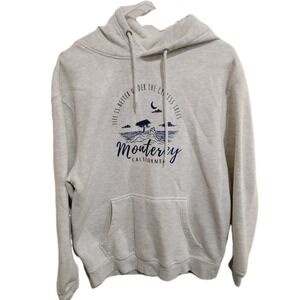 Monterey CA Hoodie Lane 7 Sz Large Grey‎ Lone Cypress Trees Graphic Souvenir